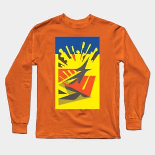 abstract: blue orange yellow Long Sleeve T-Shirt